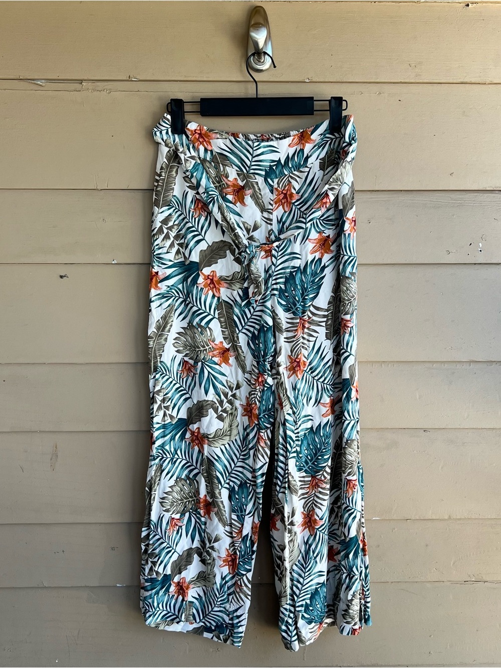 Shosho Tropical Print Pull On Pants Size L Vacation Resortwear Summer